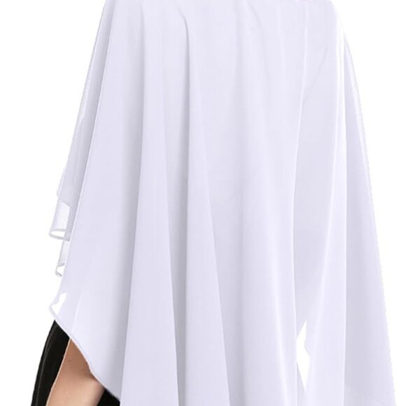 Women's Capelet Shawls and Wraps for Evening Dresses Soft Bridesmaid Shawl Chiff - Picture 3 of 6